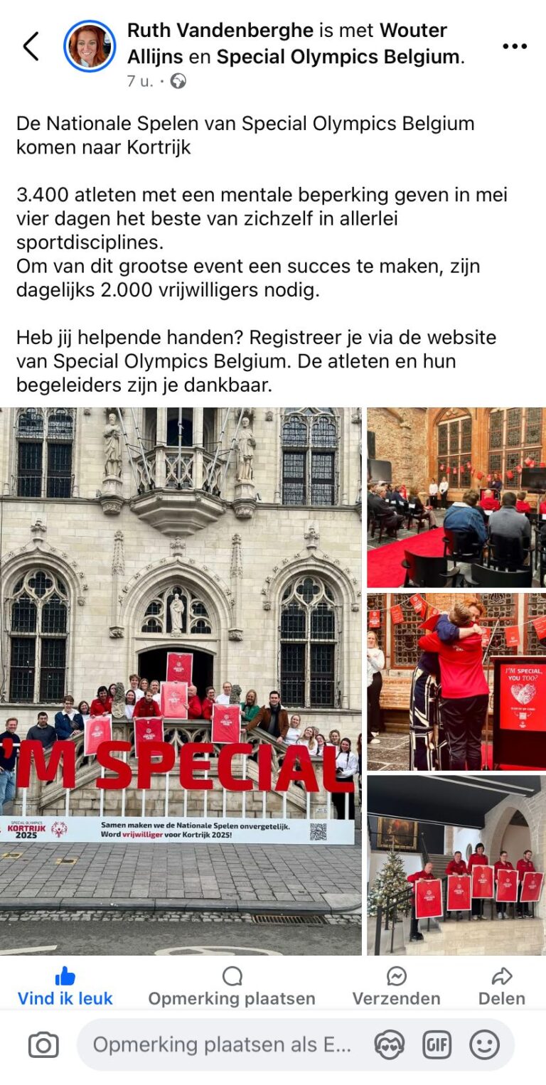 Post Facebook Wouter Allijns en Ruth Vandenberghe